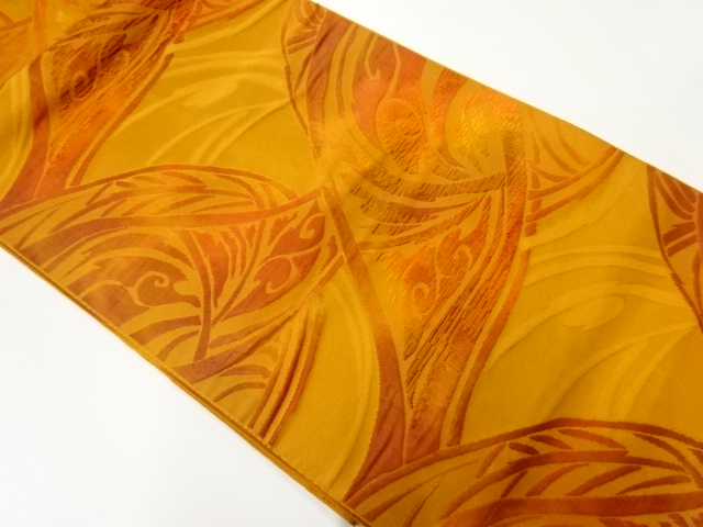 リサイクル　葉模様織出し名古屋帯